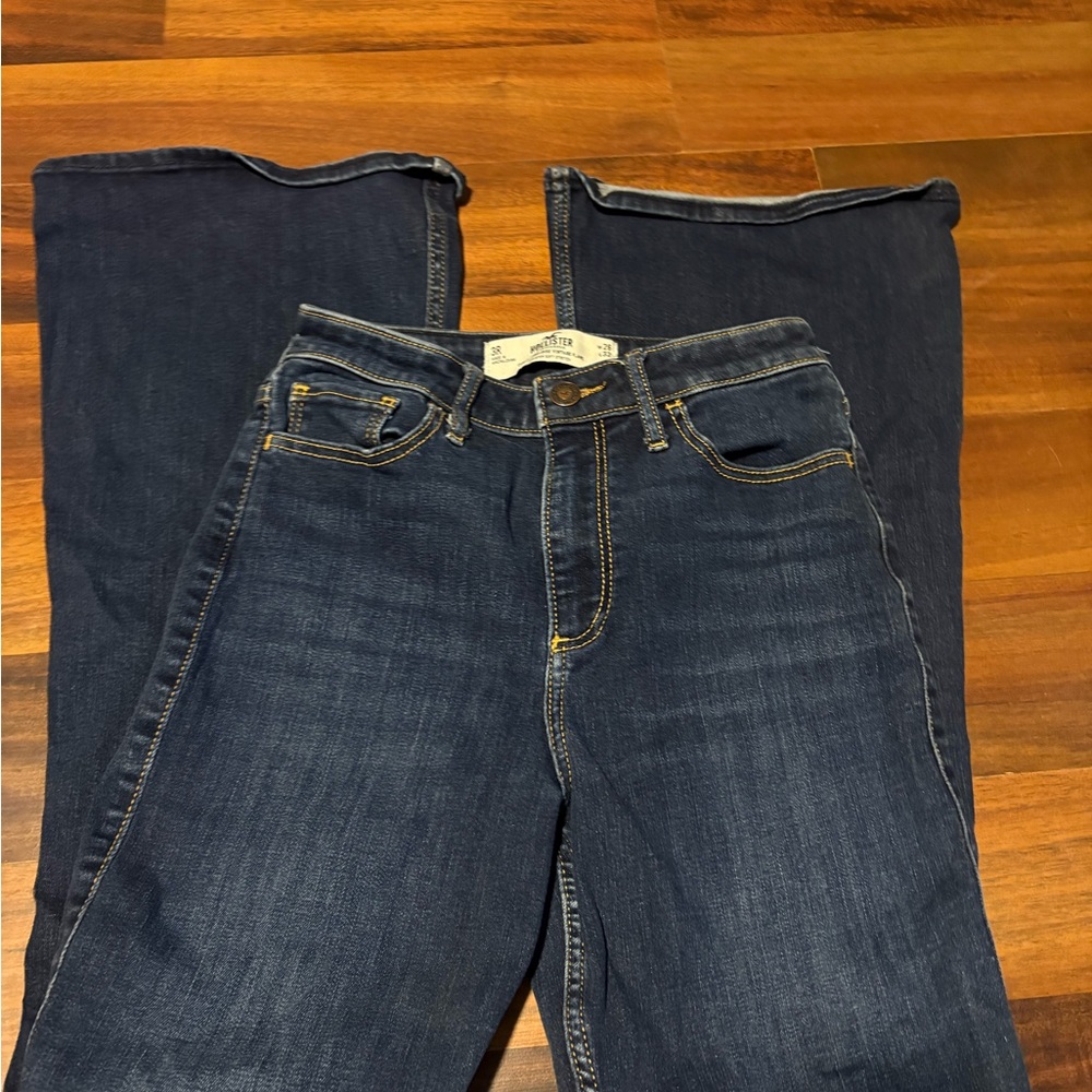 Hollister Curvy High-Rise Vintage Flare Jeans in Dark Indigo